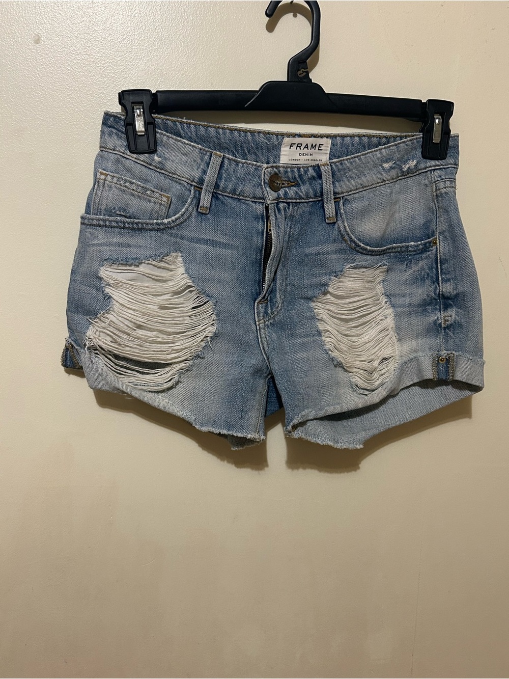 Frame Denim Light Blue Distressed Cutoff Jean Shorts